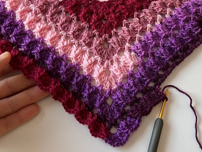 VERY BEAUTİFUL ???????? Easy Crochet Triangle Shawl Pattern. Knitting Shawl Patterns. SUBTITLES