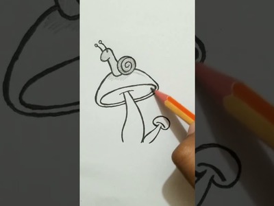 How to draw a mushroom with snail
