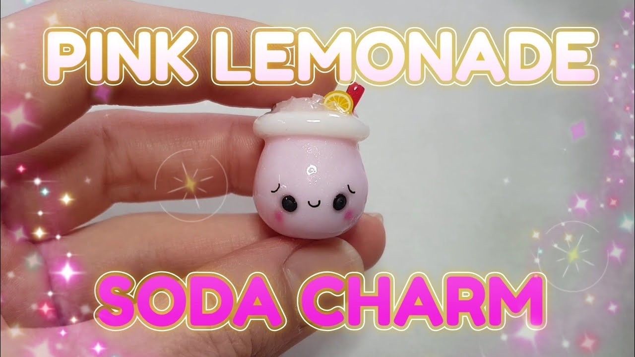 Polymer Clay Pink Lemonade Soda Charm ????????