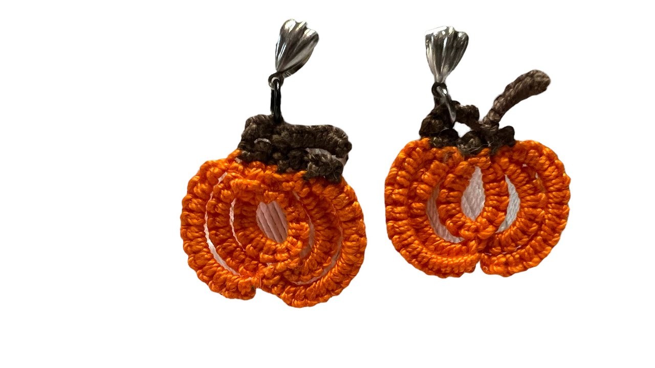 Needle Tatting : Pumpkin earrings