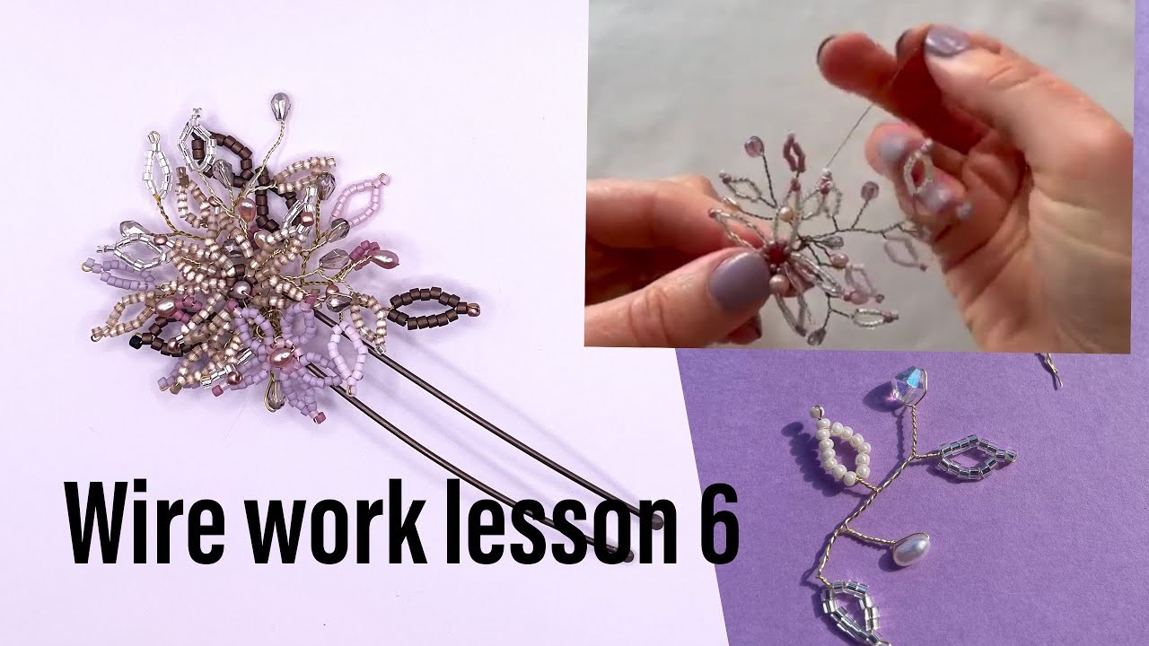 Making a Beaded hair pin. lesson 6