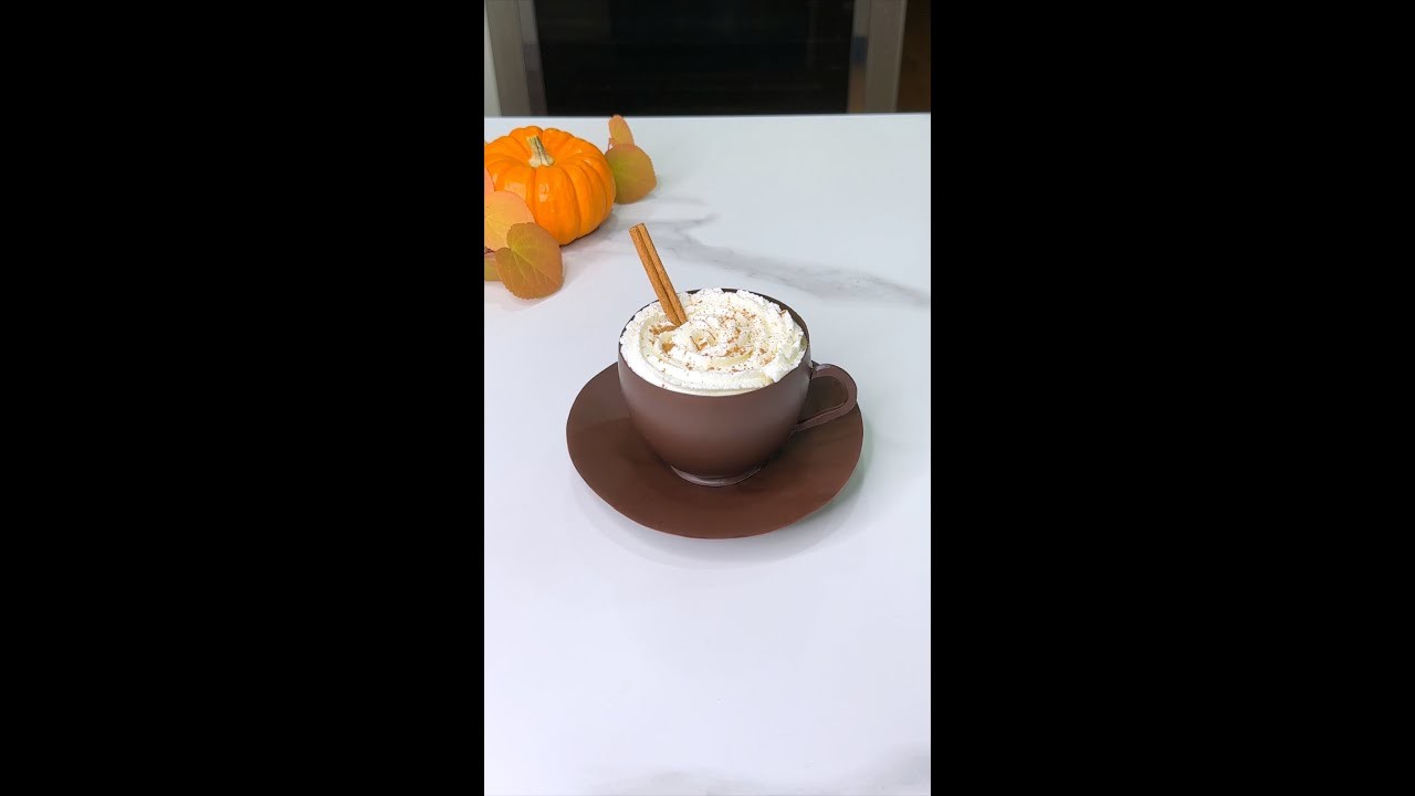 Chocolate cup with pumpkin spice latte mousse #psl #chocolate #shorts