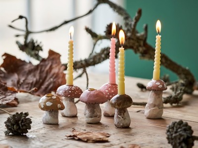 Clay mushroom candle holder – DIY by Søstrene Grene