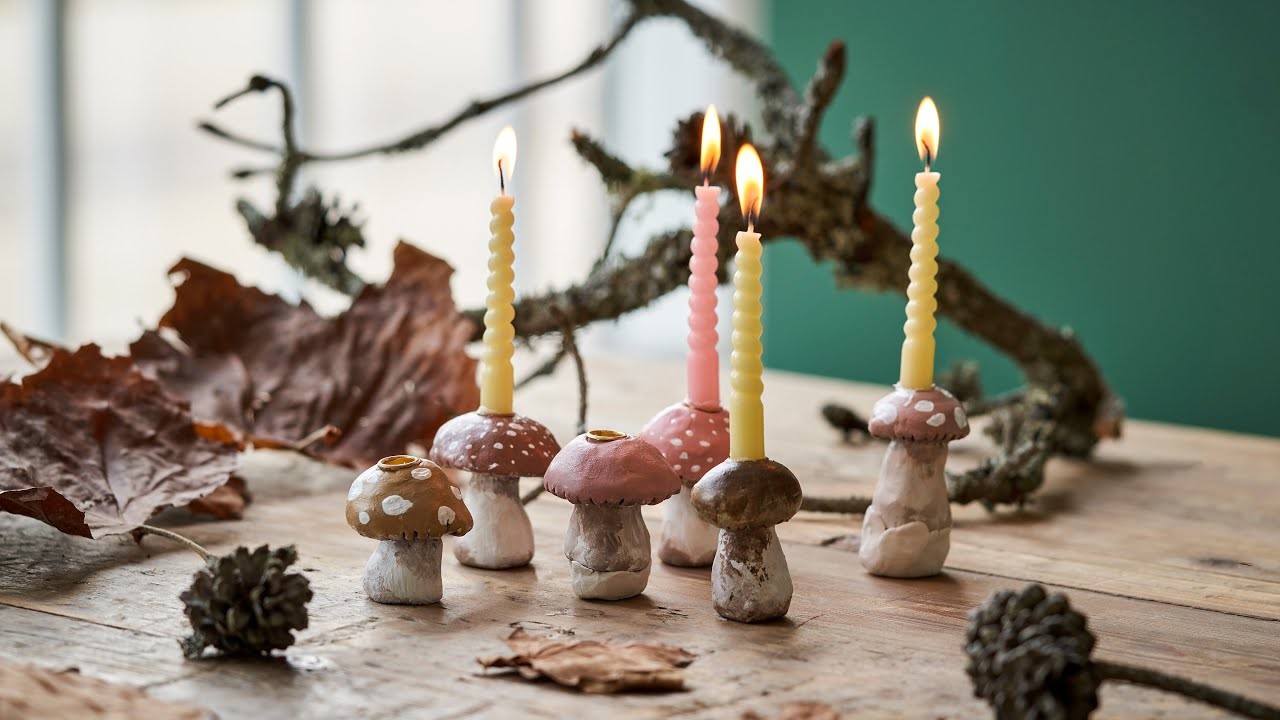 Clay mushroom candle holder – DIY by Søstrene Grene