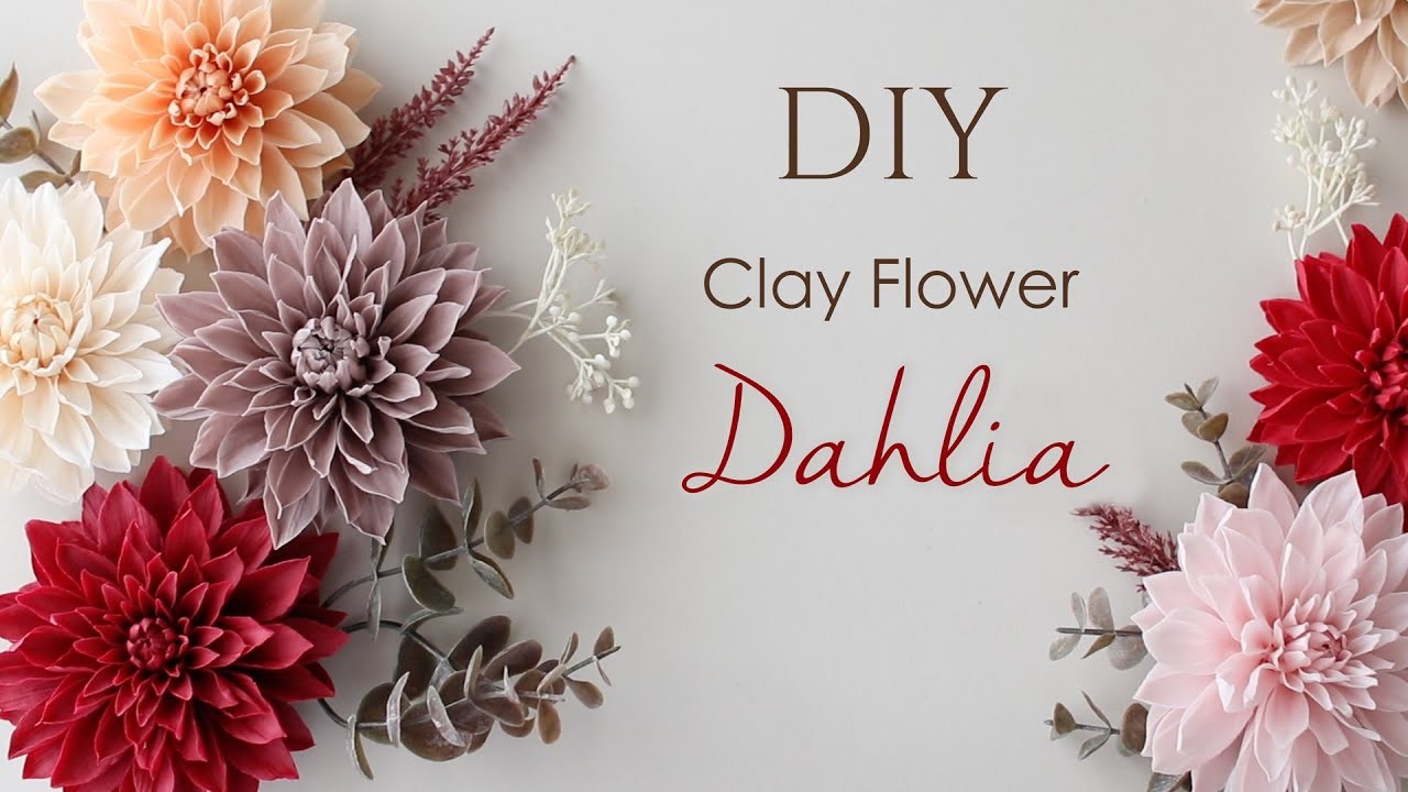 【DIY】100均樹脂粘土でダリアの花の作り方。How to make clay flower Dahlia