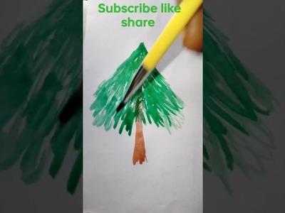 Christmas tree painting tutorial with water colour #shorts