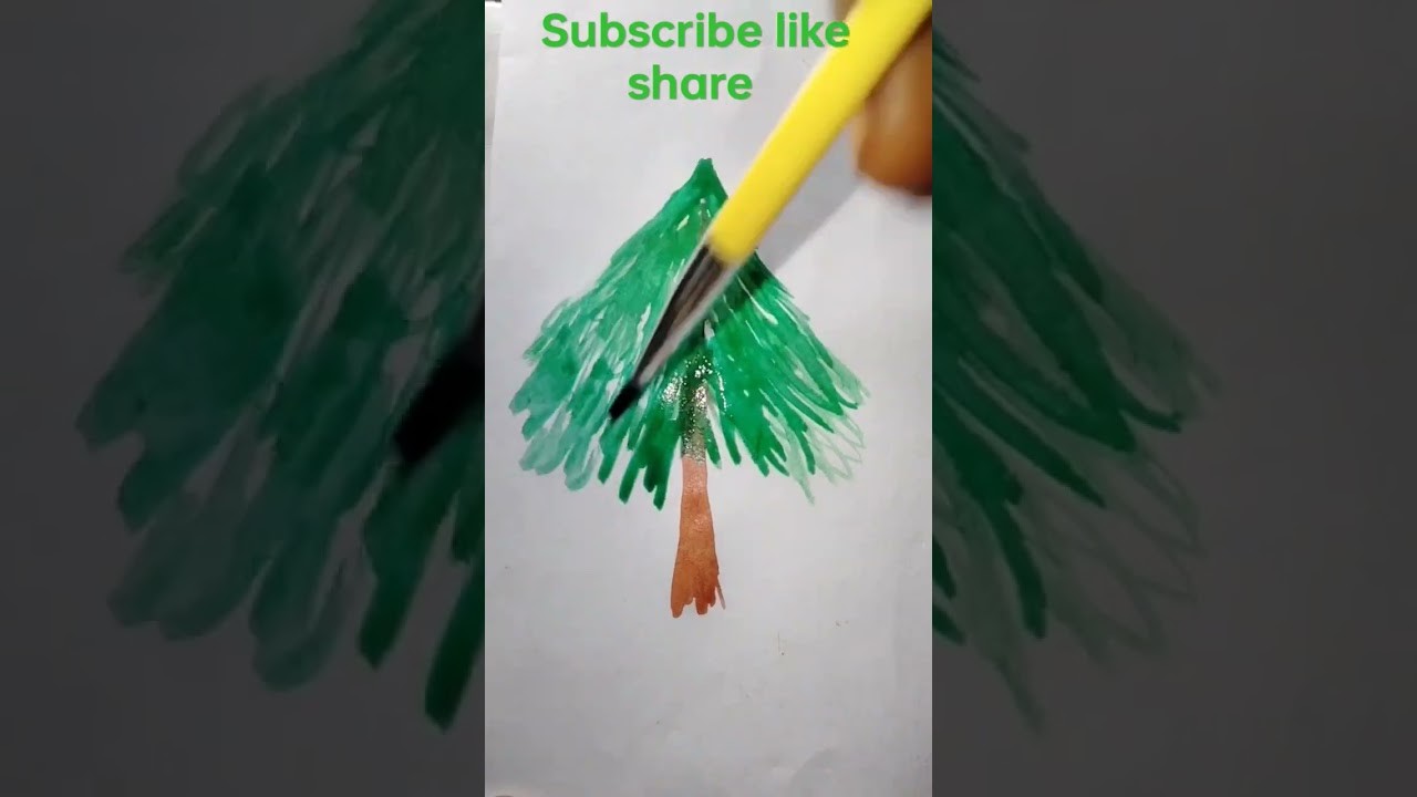 Christmas tree painting tutorial with water colour #shorts