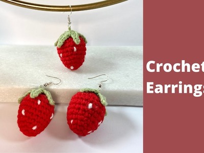 Crochet earrings | Crochet strawberry earrings | Crochet fruits earrings