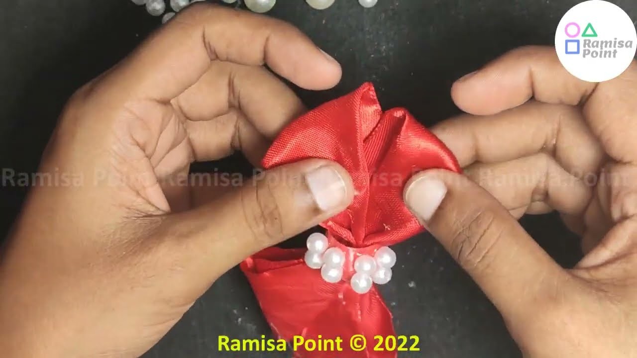 DIY Satin Ribbon Bow with stone | Ribbon decoration ideas | Ramisa Point