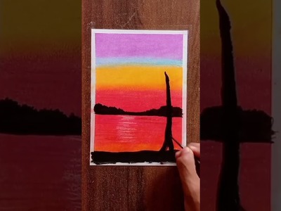 #drawing.oil pastel tutorial.how to draw sunset scenery.#art