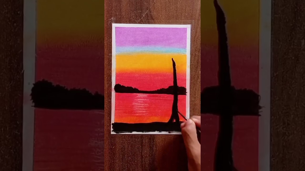 #drawing.oil pastel tutorial.how to draw sunset scenery.#art