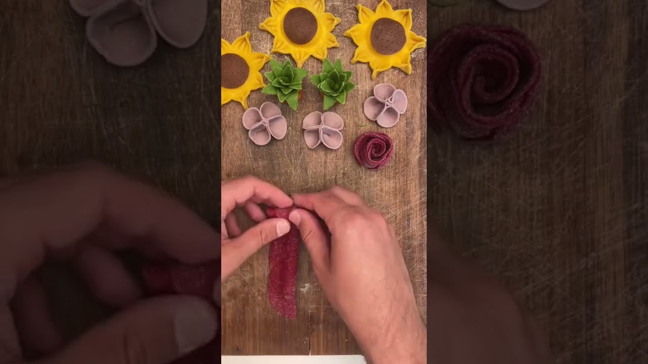 Fresh Pasta Flowers - pasta sunflowers, roses, and succulents #shorts30