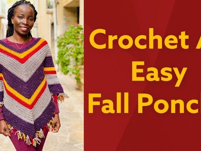 How To Crochet A Very Easy Fall Poncho | Beginner Friendly Step by Step Tutorial #poncho #fall