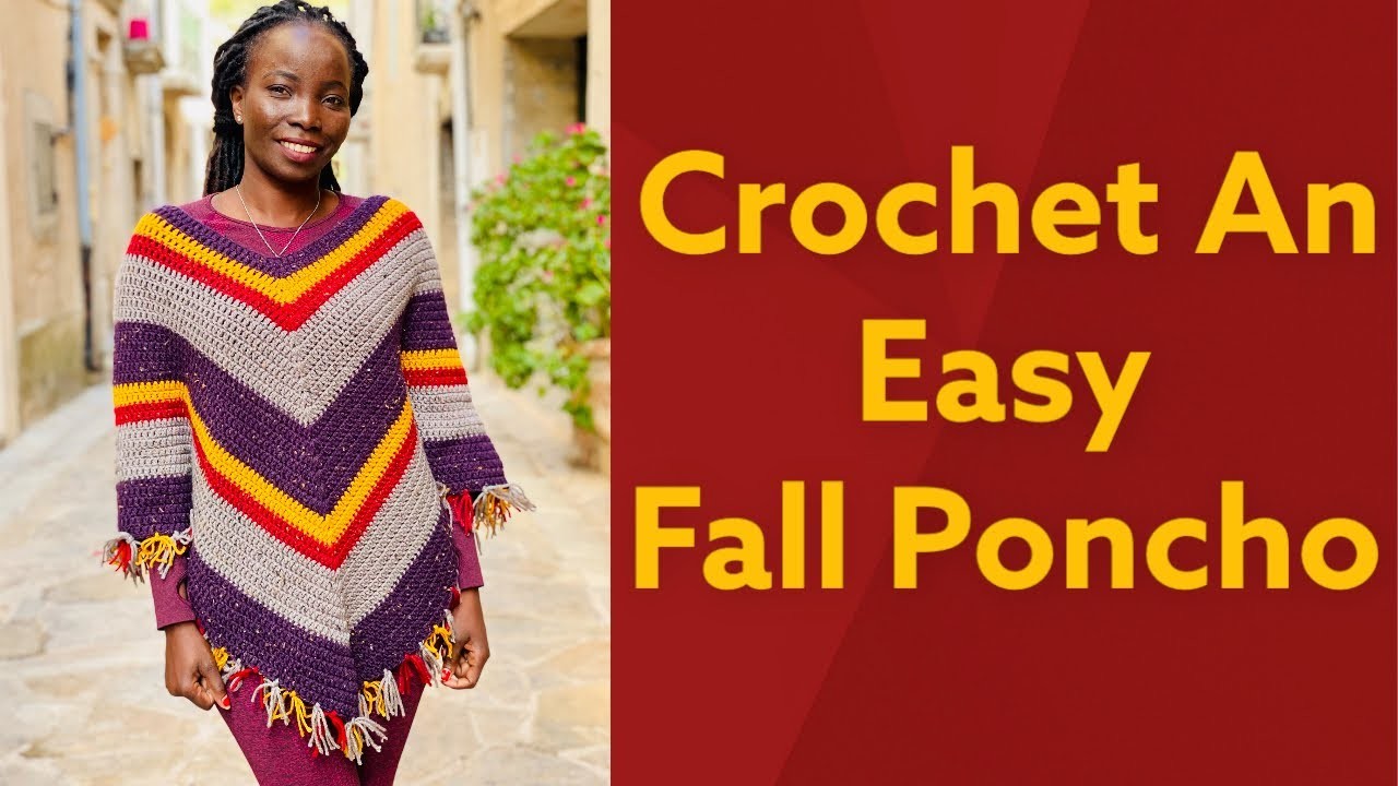 How To Crochet A Very Easy Fall Poncho | Beginner Friendly Step by Step Tutorial #poncho #fall