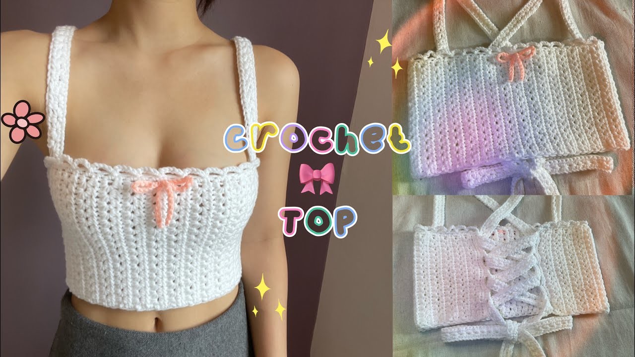 Crochet top | How to crochet star stitch⭐ | Coquette ????