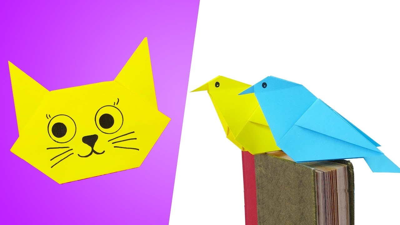 Origami Cat | Origami Bird | Easy Origami for Kids | School Projects | DIY paper crafts