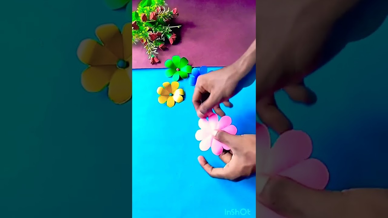 Art paper making for flowers#youtube shorts video#art and craft mind