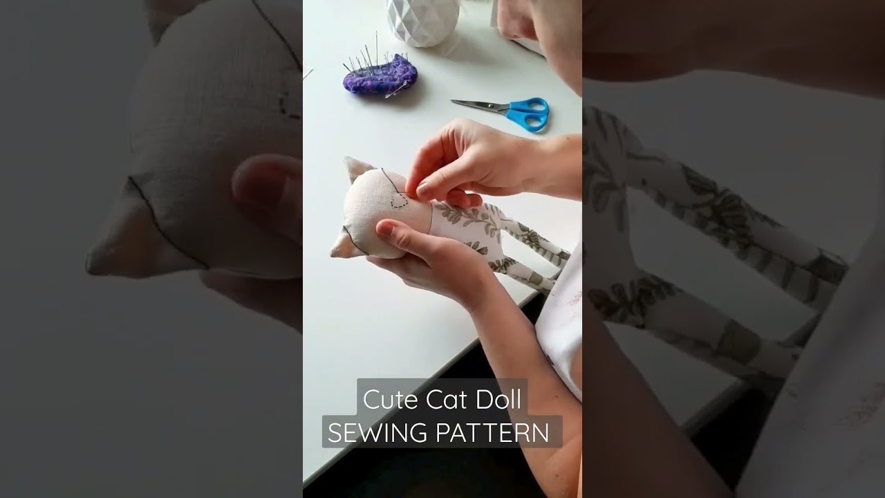 Cat doll sewing pattern easy step-by-step tutorial #sewing #sewingpatterns I love this #shorts DIY