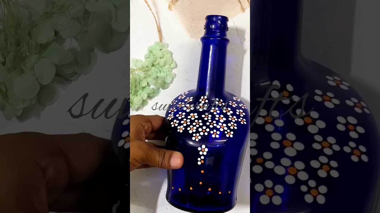 Let’s decor a bottle|dot art|easy craft idea #fun #diy #satisfying