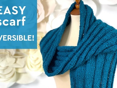 Easy Reversible Knit Scarf in Pennant Pleating Stitch