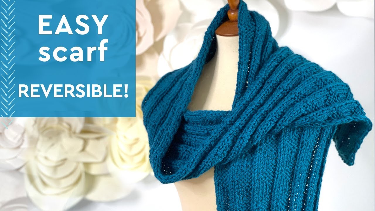 Easy Reversible Knit Scarf in Pennant Pleating Stitch