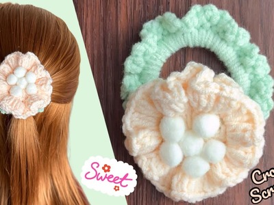 Sweet & Easy Crochet Flower Scrunchies  ????. Crochet Tutorial