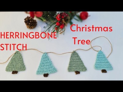 Crochet Christmas Tree Herringbone Stitch. Super easy pattern for beginners