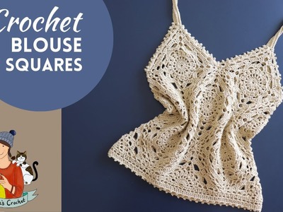 Crochet Top. Blouse With Squares