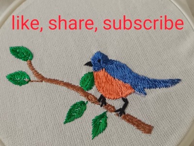 Very beautiful hand embroidery design | Amazing Bird and tree embroidery |