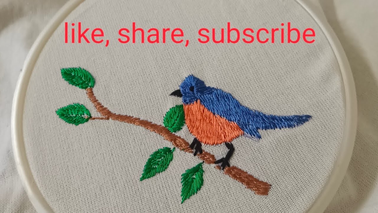 Very beautiful hand embroidery design | Amazing Bird and tree embroidery |