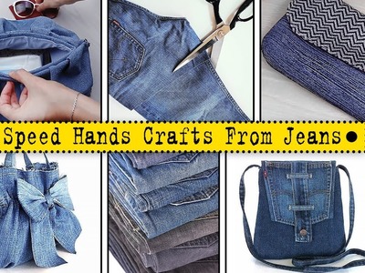 DIY JEANS RECYCLE SEW BAG SUPER FAST WAY WITHOUT PATTERN ~ CUT AND SEW