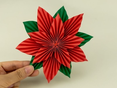 How to make paper poinsettia 2022 - DIY Christmas decor - Paper flower tutorial