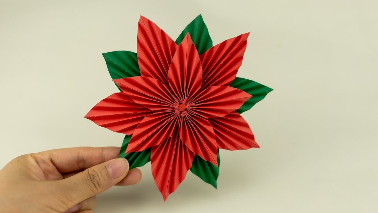 How to make paper poinsettia 2022 - DIY Christmas decor - Paper flower tutorial