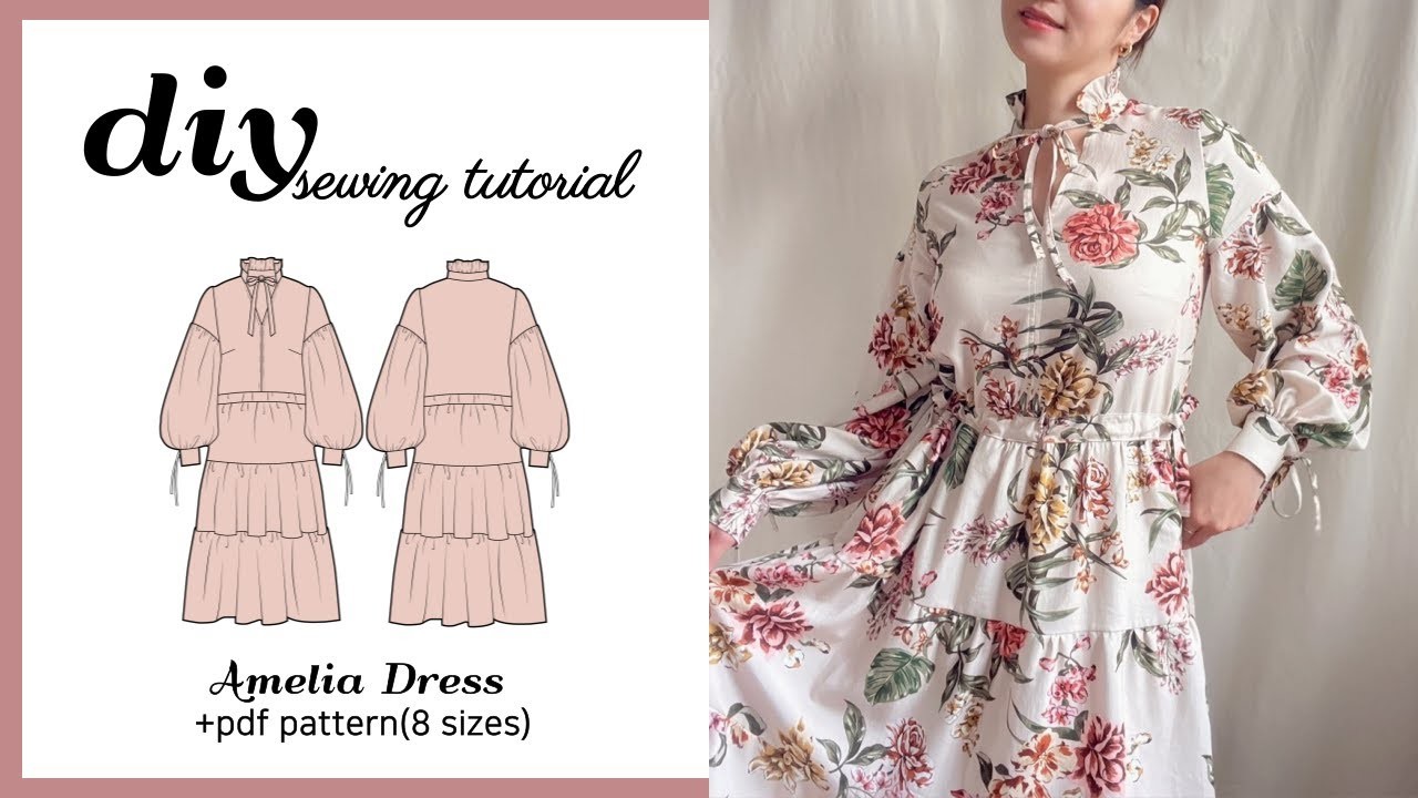 Lovely Autumn Dress Sewing Tutorial [Amelia Dress] +PDF pattern(OJDR0016)