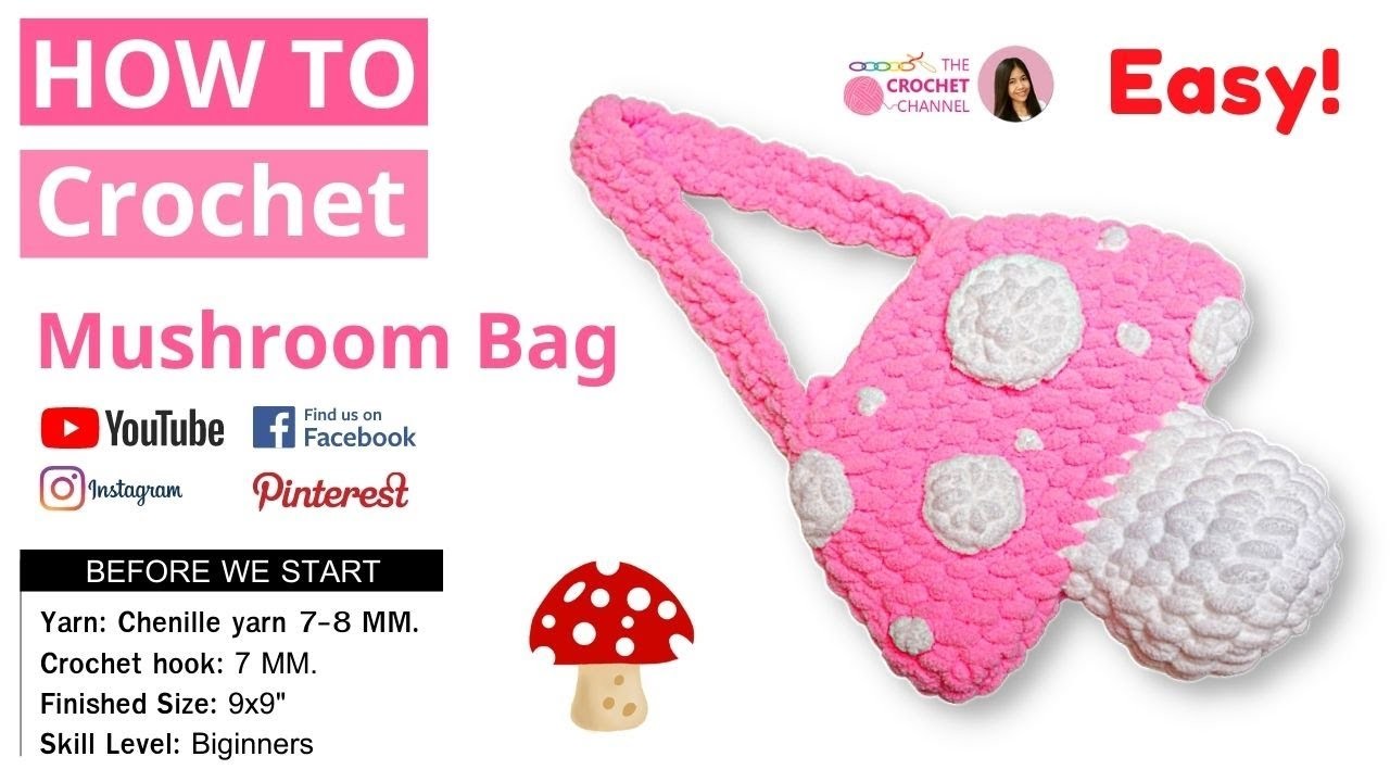 How To Crochet A Mushroom Bag ???? | Easy crochet bag for all crochet beginners ????????????