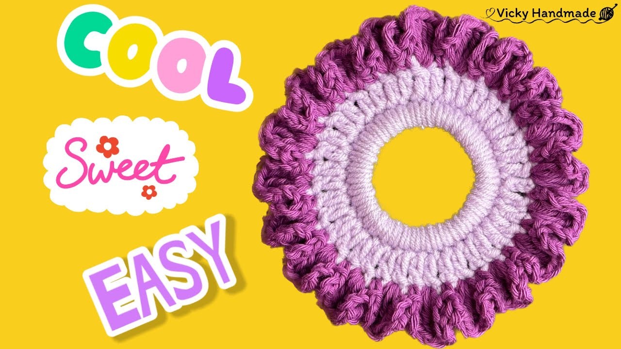 So Easy ‼️???? Sweet Purple Crochet Scrunchies . Crochet Tutorial