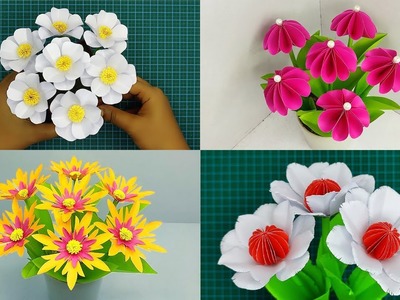4 Easy Paper Flowers - Room Decoration ldeas - Handmade Craft - DIY Flowers