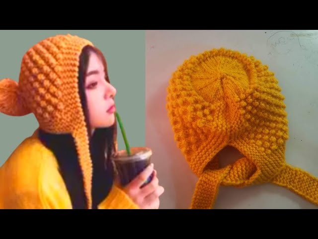 New ladies cap design.topi design for ladies.girls woolen cap knitting tutorial