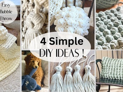 Simple crochet bobble stitch blanket, throw pillows and blanket tassels | DIY ASMR