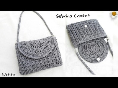 Crochet Shoulder Bag - Cara Membuat Tas Rajut Pesta (Subtitle)