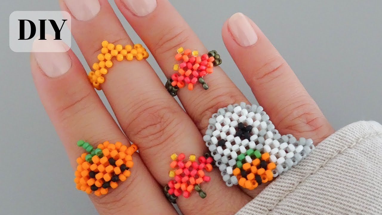 DIY Beaded Maple ???? Leaf Ring.How to make ring.jewelry making Tutorial