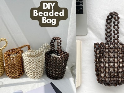 DIY BOHO BEADED BAG. HOW TO MAKE WOODEN BEADS BEADED BAG. BEGINNER FRIENDLY. SHOULDER BAG