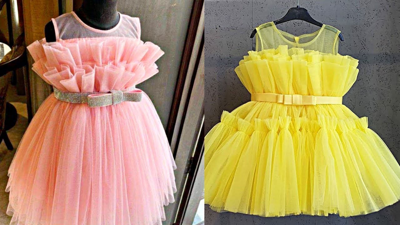 HOW TO MAKE BALL GOWN WITH UPPER RUFFLES TOP(4YEARS OLD)