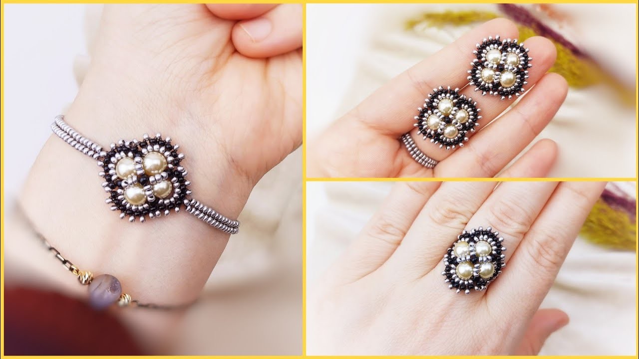 İncili Şık Takı Seti Yapımı. Elegant Jewelry Set With Pearls. #beading #tutorial