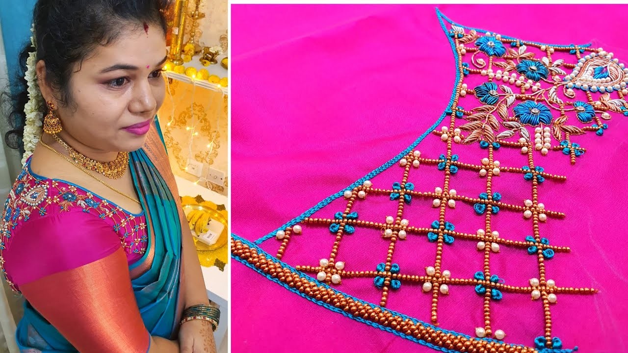 Beautiful Aari work | Aari work with normal needle stitching  | Vaanavil World