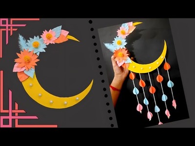 Easy moon wall hanging. moon paper craft.home decore.paper crafts #Abilaja arts and crafts