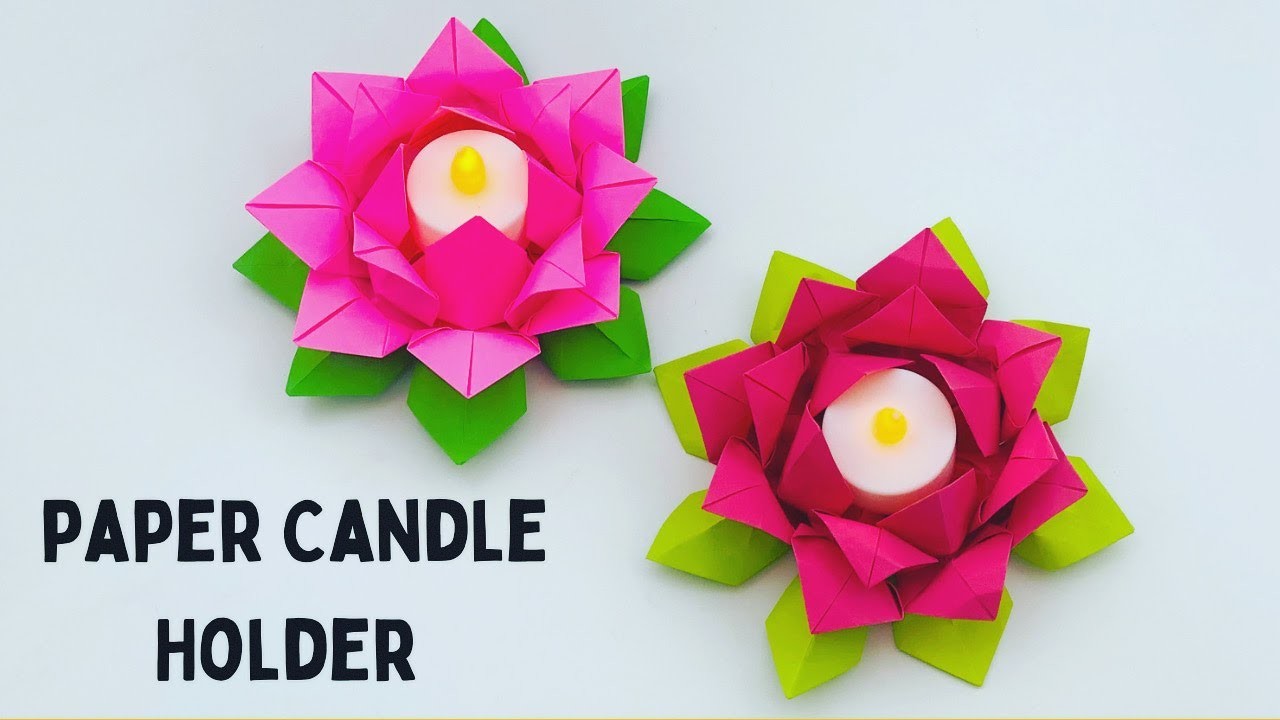 Paper Lotus Candle Holder | Diya Decoration at Home | Paper Craft | Diwali decoration ideas #diwali