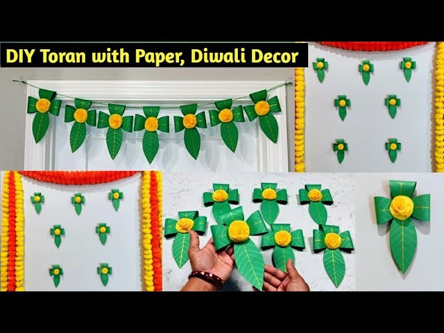 DIY Mango Leaves Toran with Paper |  Diwali Home Decor | Wall Hanging Indian Decor | Diwali decor