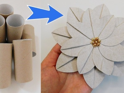 Easy Origami Flower DIY. Toilet Paper Roll Art. Recycled Home Decor Ideas