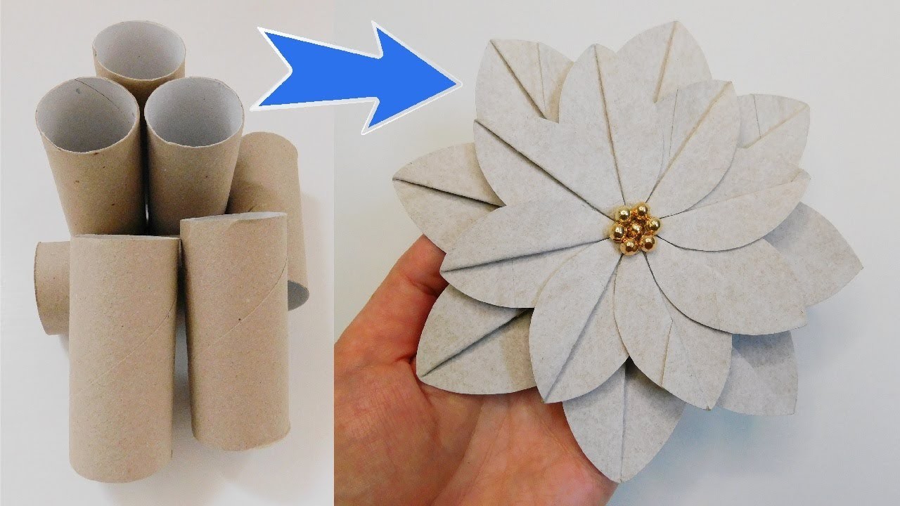Easy Origami Flower DIY. Toilet Paper Roll Art. Recycled Home Decor Ideas